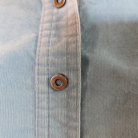 Talbot's size Petite small light blue corduroy snap down shirt - Picture 2 of 12
